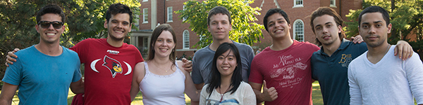 Group of students in front of Fell Hall.